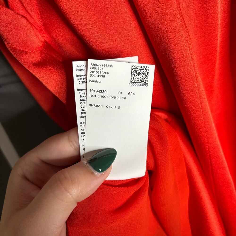Hugo Boss Ivanica Shirred Sleeveless Top Sunset Orange Size 4 - Picture 7 of 7